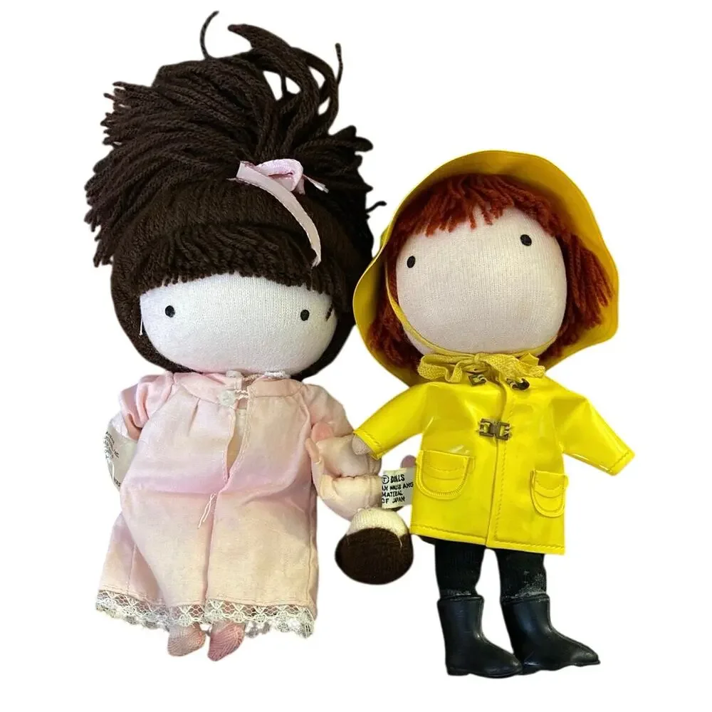 VTG JOAN WALSH ANGLUND Cloth Pocket Doll SLEEPYTIME Girl Raincoat Boy Pair Dolly